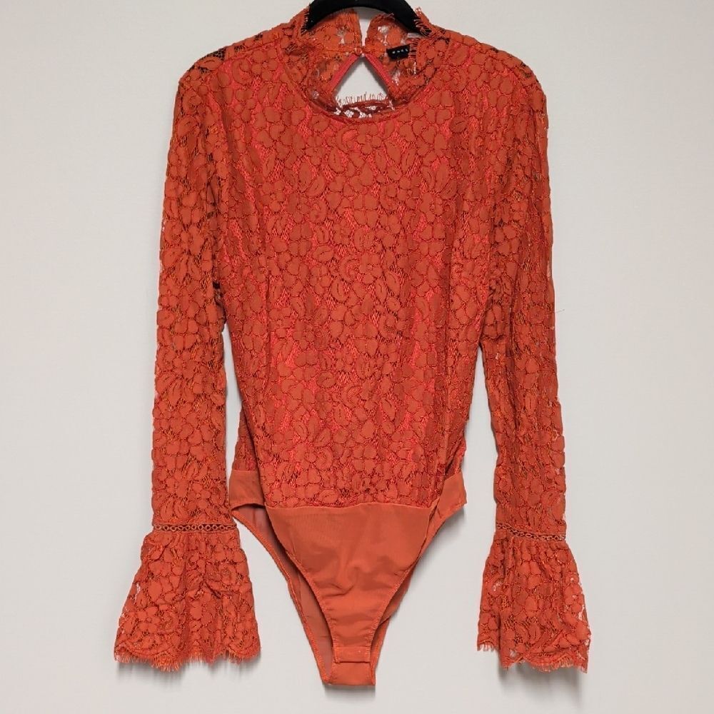 Endless Rose Vibrant Orange Lace Bodysuit